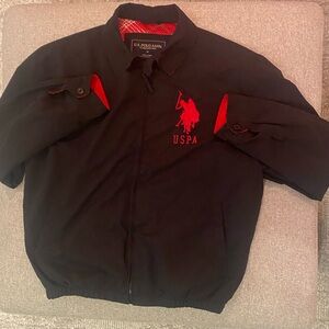 U.S. Polo Assn. Men's Black Jacket with Red Accents